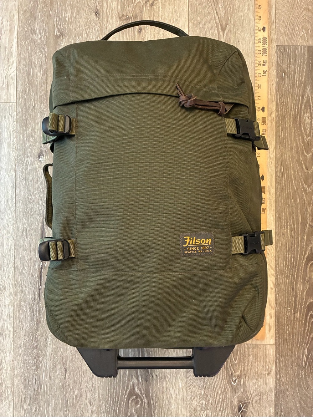 Filson Otter Green Ballistic Nylon Rolling Carry-On Bag